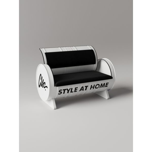 Durable Iron Frame Barrel Couch with Premium PU Leather and Compact Design for Small Spaces