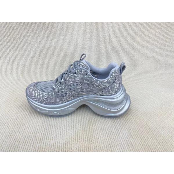 Women white thick soled with rhine-drill breathable mesh sneakers in summer