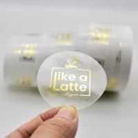 Rollo de impresión Etiquetas claras transparentes Etiqueta de hoja de oro Logotipo personalizado