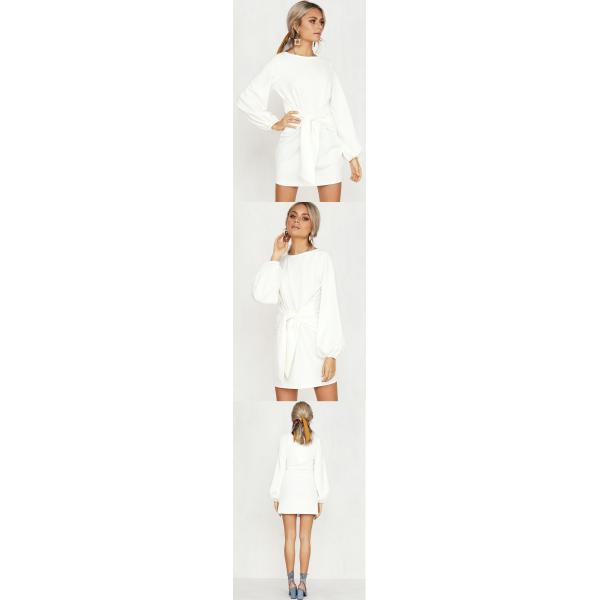 Women Apparel Summer White Puff Sleeve Mini Dress