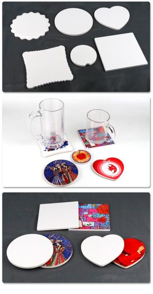Non Slip Sublimation Ceramic Coaster Blanks With Cork Back 10cm And 10.8cm Size
