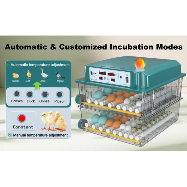 Bagease Incubators For Hatching Eggs 120, Chicken Egg Incubator With Automatic Egg Turning And Humidity Display, Temperature Control With 5 Automatic Incubation Modes, Incubation Day Counter