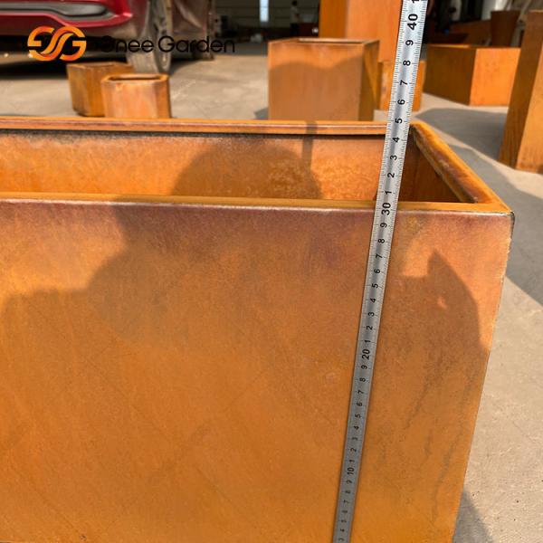 Solid Wood Composite Timber Metal Stand Flower Pot Holder Corten Steel Planter