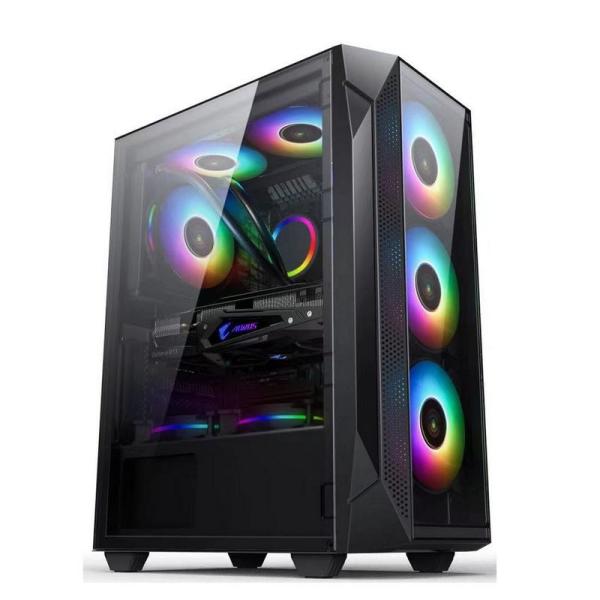 ETEK ATX/Matx Компьютерный корпус Темперное стеклянное панель на боковой и передней поддержки Вентиляторы 2x14cm или 3x12cm на передней поддержки Rad