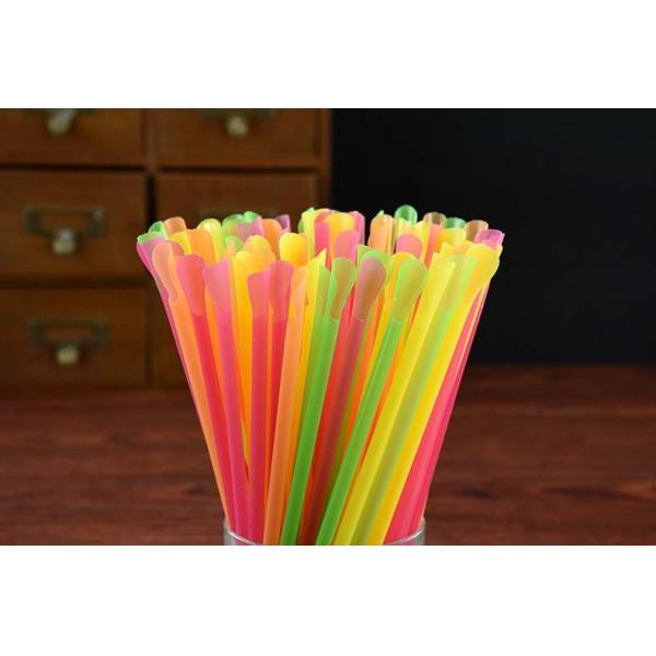 disposable plastic Spoon Straws  for slush syrup for Milkshake Straw plastic straws