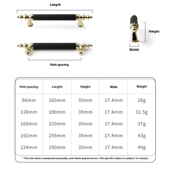 Luxury Cabinet Wardrobe Bathroom Cabinet Door Drawer Furniture Handle Hardware Decorative Handle for Kitchen Living Room