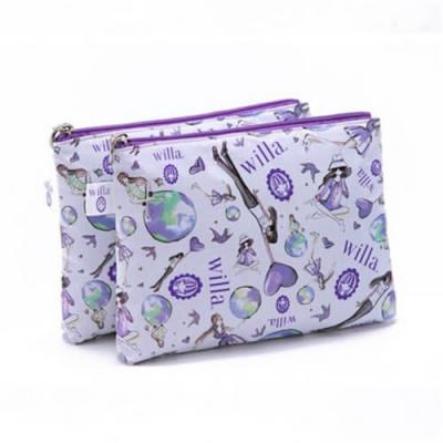 Leisure Flower Printed Nylon Makeup Bag Double Side Lamination For Toiletries