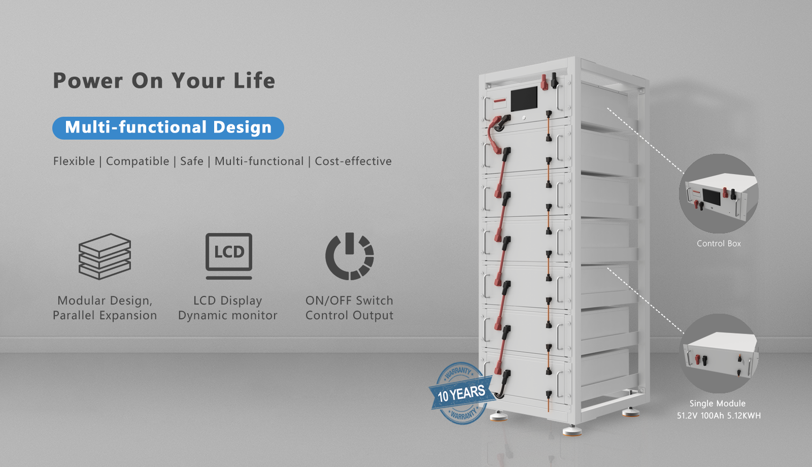 Four Modules 204.8V100Ah High Voltage Rack Stacked Installation LiFePO4 Phosphate Lithium Iron Solar Storage Batteries for Home