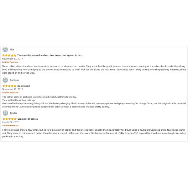 Original Cable de dados Micro USB preto 6ft Long Nylon Trilhado Para Telefone Móvel MP3