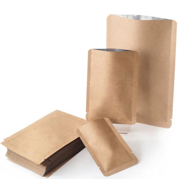 Heat seal vacuum open top kraft paper mylar aluminium foil packing pouch