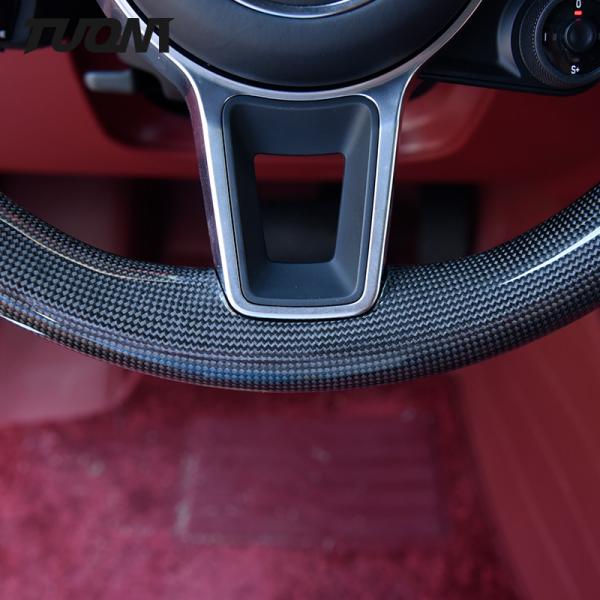 Porsche Macan Cayenne Steering Wheel Black Smooth Leather Carbon Fiber