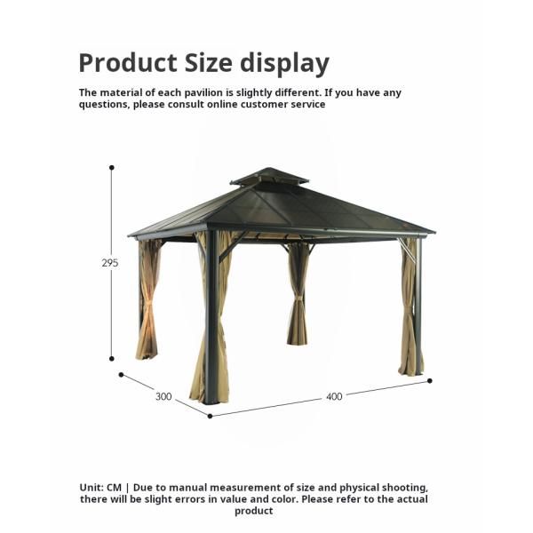 3x4M PC Ceiling Material Outdoor Gazebos With Hardtop for relaxation