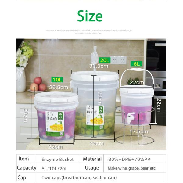 20L Household Beer Fermenter Alcohol Fermentation Fruit Enzymes Barrels for Processing