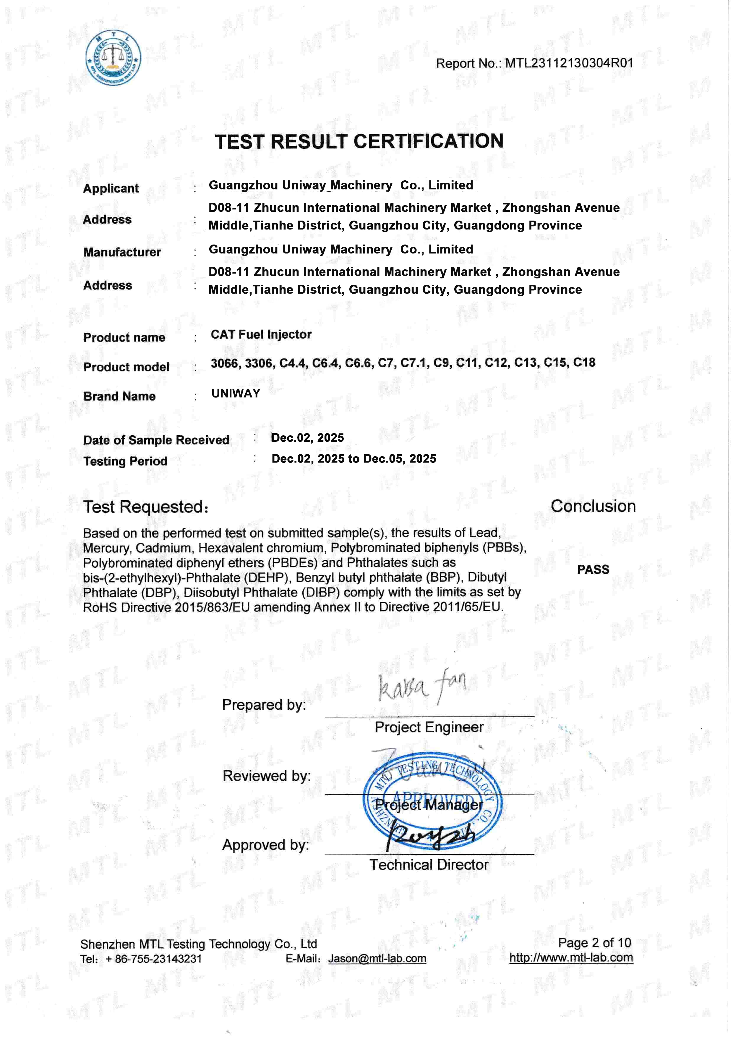 Guangzhou Youdao Machinery Equipment Co., Ltd. Certifications