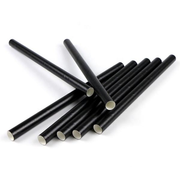 250pcs Biodegradable Customized Logo Black Paper Straws 197mm for Eco Friendly Products
