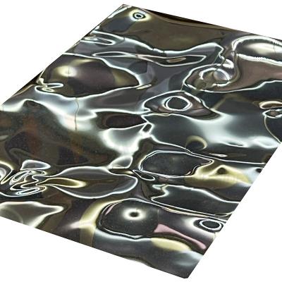 Titânio preto ondinha gravada da água do tamanho do espelho de aço inoxidável da cor da folha grande