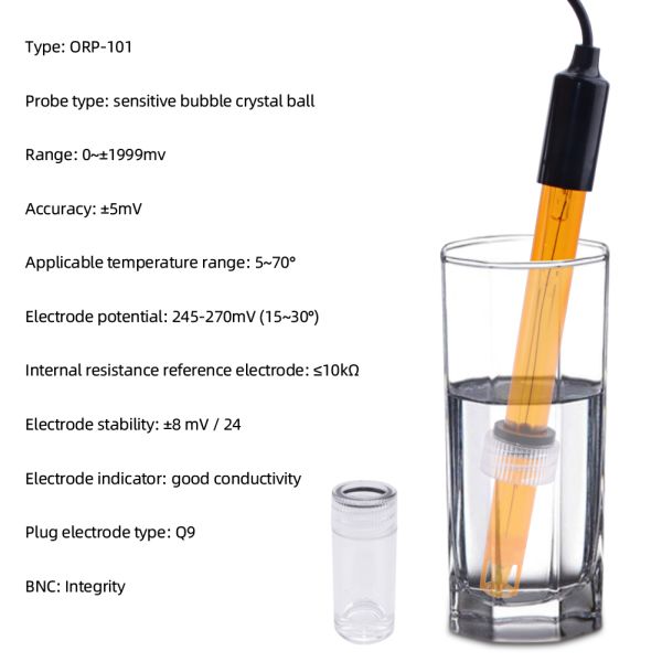 Platinum Needle ORP Probe with BNC Q9 Connector for 0~+1500mv Range Oxidation-Reduction Potential Testing