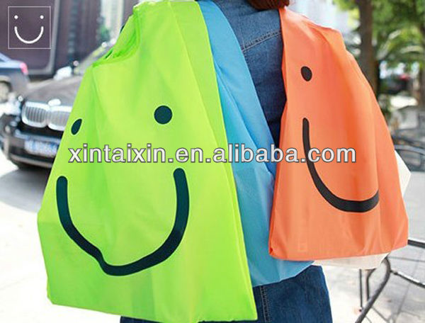low price portable collapsible vest bags  polyester shopping bags folded tote for shopping