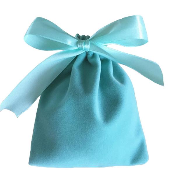 10x12cm Velvet Fabric Drawstring Gift Bags For Jewelry Woven Label