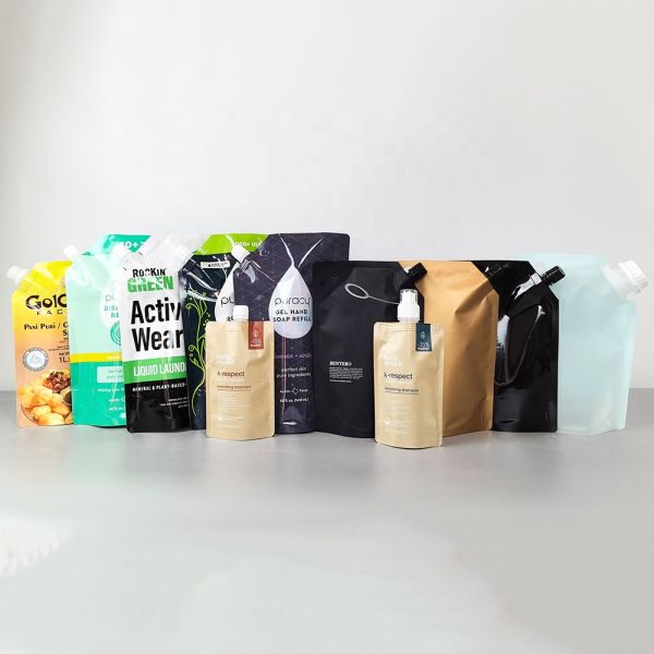 MOQ 100pcs Custom Size Spout Pouch Stand up Pouch Moisture Proof Juice Bag with Digital Print Refillable for Liquid and Beverage