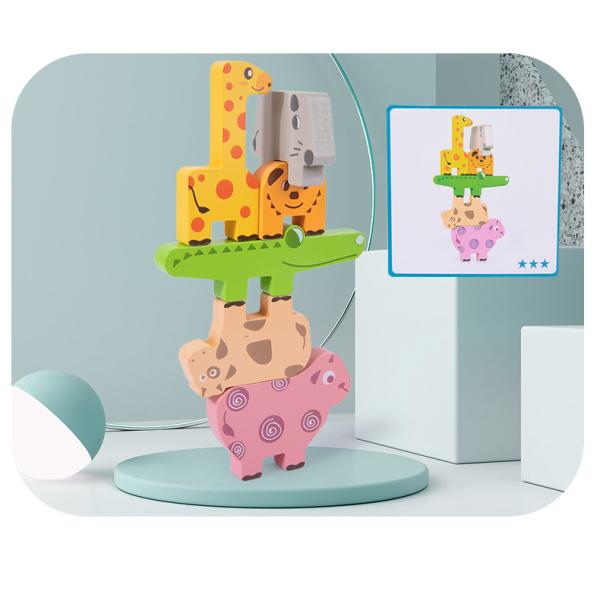 CPC Wooden Block Puzzle Toys Animal Music Balance Folding Height