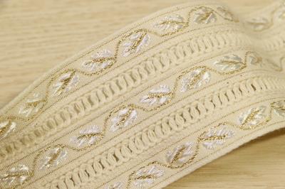 O Picot simétrico tecido grava o jacquard metálico da escada lisa da largura de 53mm