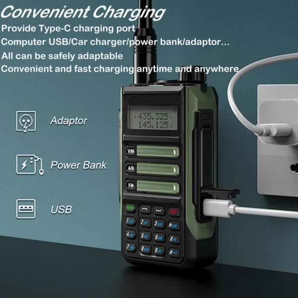 Handheld Walkie Talkie TYPE-C Recharger Long Range Waterproof UV16 Transceiver Ham Radio