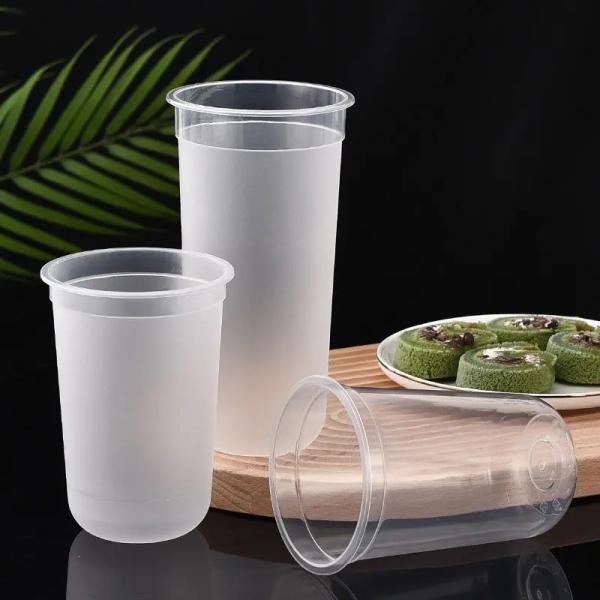Disposable Juices Tea U Shaped Plastic Cups With 90mm 95mm Diameter