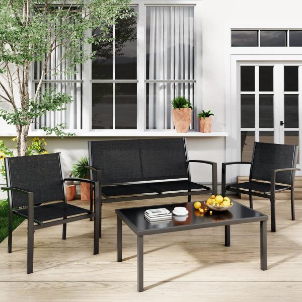 Patio Rattan Furniture Set Hidden Storage, 7 Sofa Sections, Outdoor Wicker Conversation Set, Natural Color Rattan