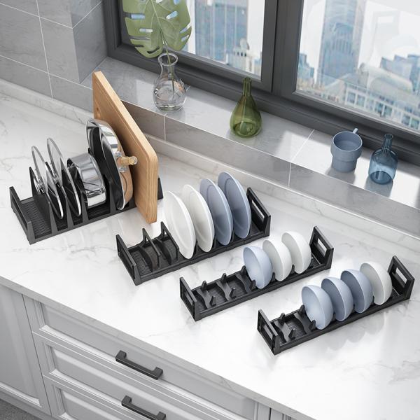 48*16*9.5 cm Dish Holder for Kitchen Cabinet Drawer Dinnerware Retractable Holder