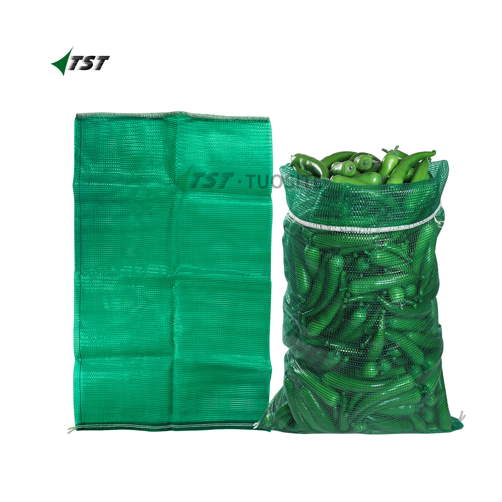 Green Color 25kg 30kg 58x86 PP Mesh Bag(Arpillas) For Agriculture Packaging Chili Pepper