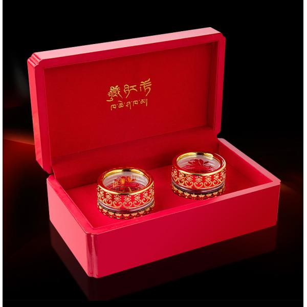 MDF wooden box for tea canister rectangle wooden tea box Storage Gift Red Packaging Wooden Box with velvet insert