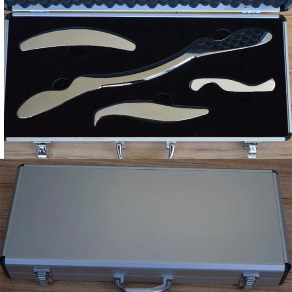 Silver Massage Tools Set 4pcs Stainless Steel Gua Sha Scraping Kit for Muscle Therapy