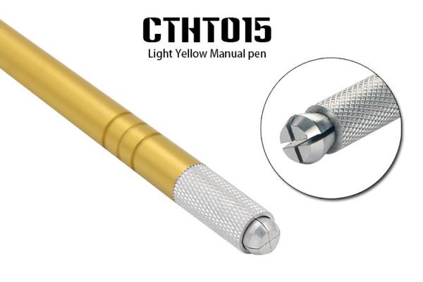 Anti Slip Yellow Eyebrow Manual Tattoo Pen For Makeup Microblading