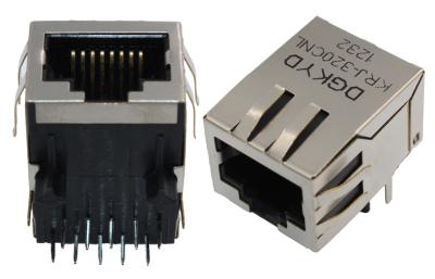 Gigabit rj45 connector female 1000Mb Ethernet jack with magnetics Y/G LED