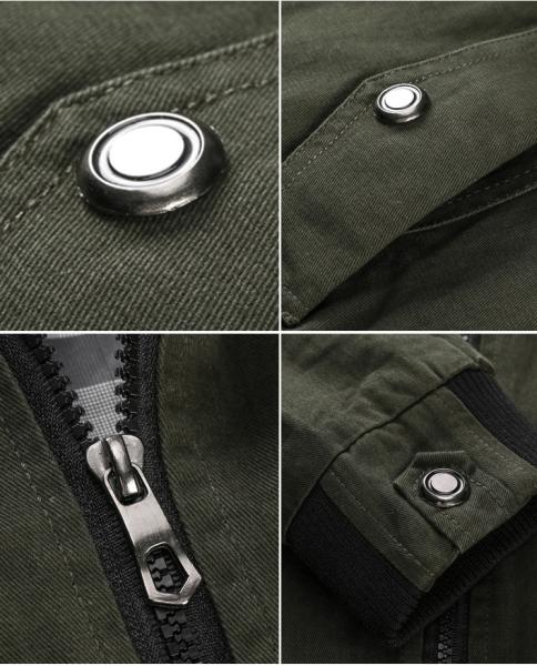 Windcheater Giacca Cotton Thin Fall Top Abrigos Hombre Utility Long Sleeve Oversize Solid Color Jacket with Zipper
