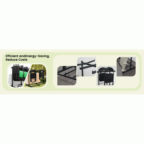 Heavy-Duty Folding Chair Rack With Wheels, 1000 Lbs Capacity Chair Dolly Cart For Folding Chairs, Tables, Schools, Churches, Weddings & Event Storage