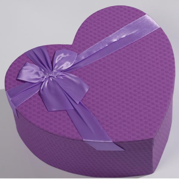 Heart Shaped Bow Knot Chocolate Paper Packaging Boxes Purple Color
