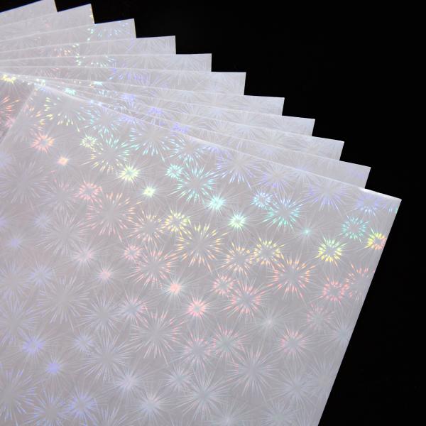 A4 Roll Self Adhesive Holographic Firework Cold Lamination Film for Party Gift Packaging