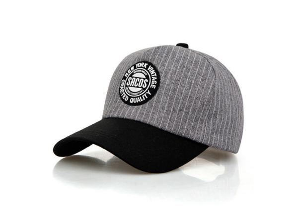 Grey Black Cotton Twill Baseball Cap , 3D Embroidery Logo Golf Minor League Baseball Hats
