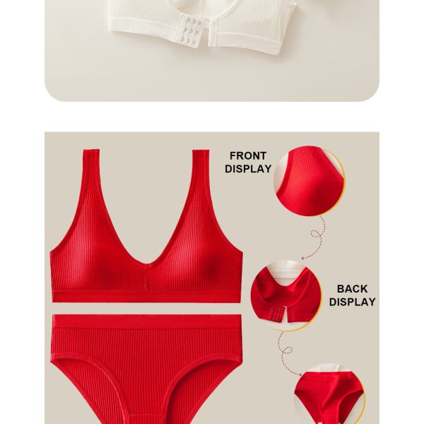 Wholesale One Piece Sports Bra Panty Set New Style Sport Style Ribbed Underwear Set for Women