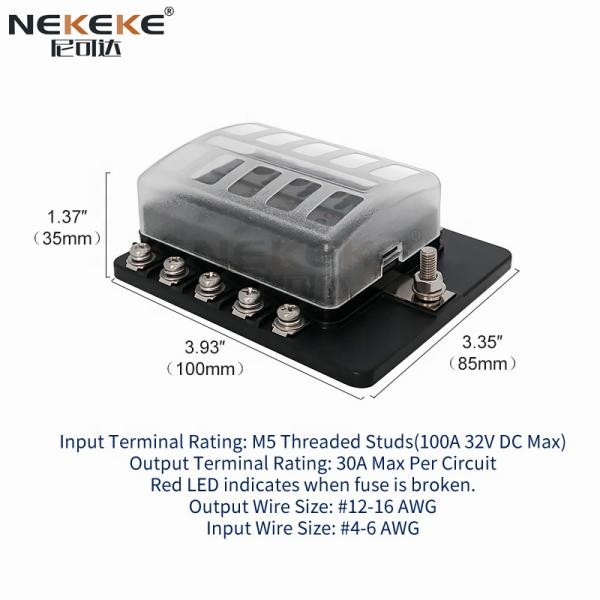 Excellent Insulation 10 Circuit Marine Fuse Box Wth Waterproof Protection Cover