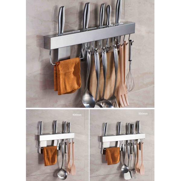 304 Stainless Steel Knife Holder , Wall Mount Knife Block With Silver Mirror Polishing