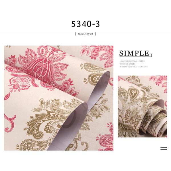 Floral 3D Brick PVC Self Adhesive Wallpaper Roll Heat Insulation