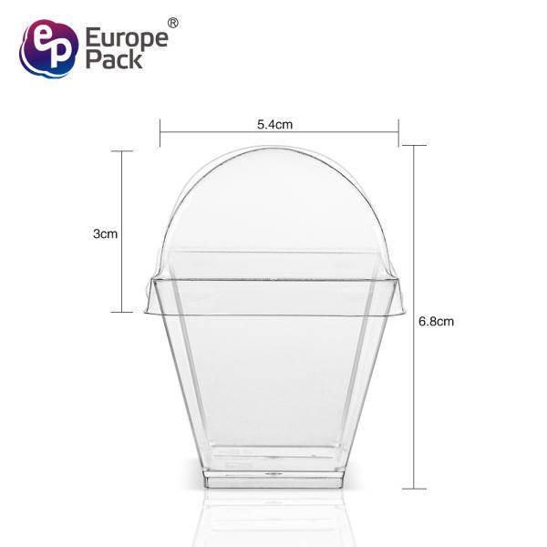 Eco friendly square shape cute clear 2oz dessert cup with dome lid