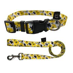 Adjustable Flower Design Dog Puppy Collar And Lead Leash Set In 2 Colours