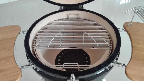 Charcoal Nylon Wheels 22 Inch Kamado Grill Bamboo Shelves And Handle