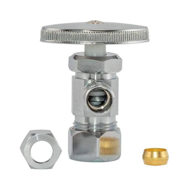 American Standard 90 Degree Angle Stop Valve Quarter Turn Brass Chrome Plated Angle Valve for Bathroom Toilet Sink Water Heater