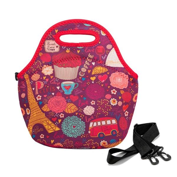 Neoprene Lunch Bag Food Carrier Science Meal Science Purse Shoulder Crossover Unisex Men Women  Child Adjustable Strap