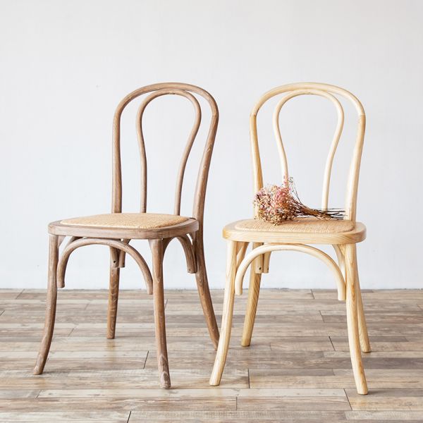 Strong Solid Wood Dining Chairs Stackable Bentwood Chairs for Restaurant Rattan Coffee Chairs Retro